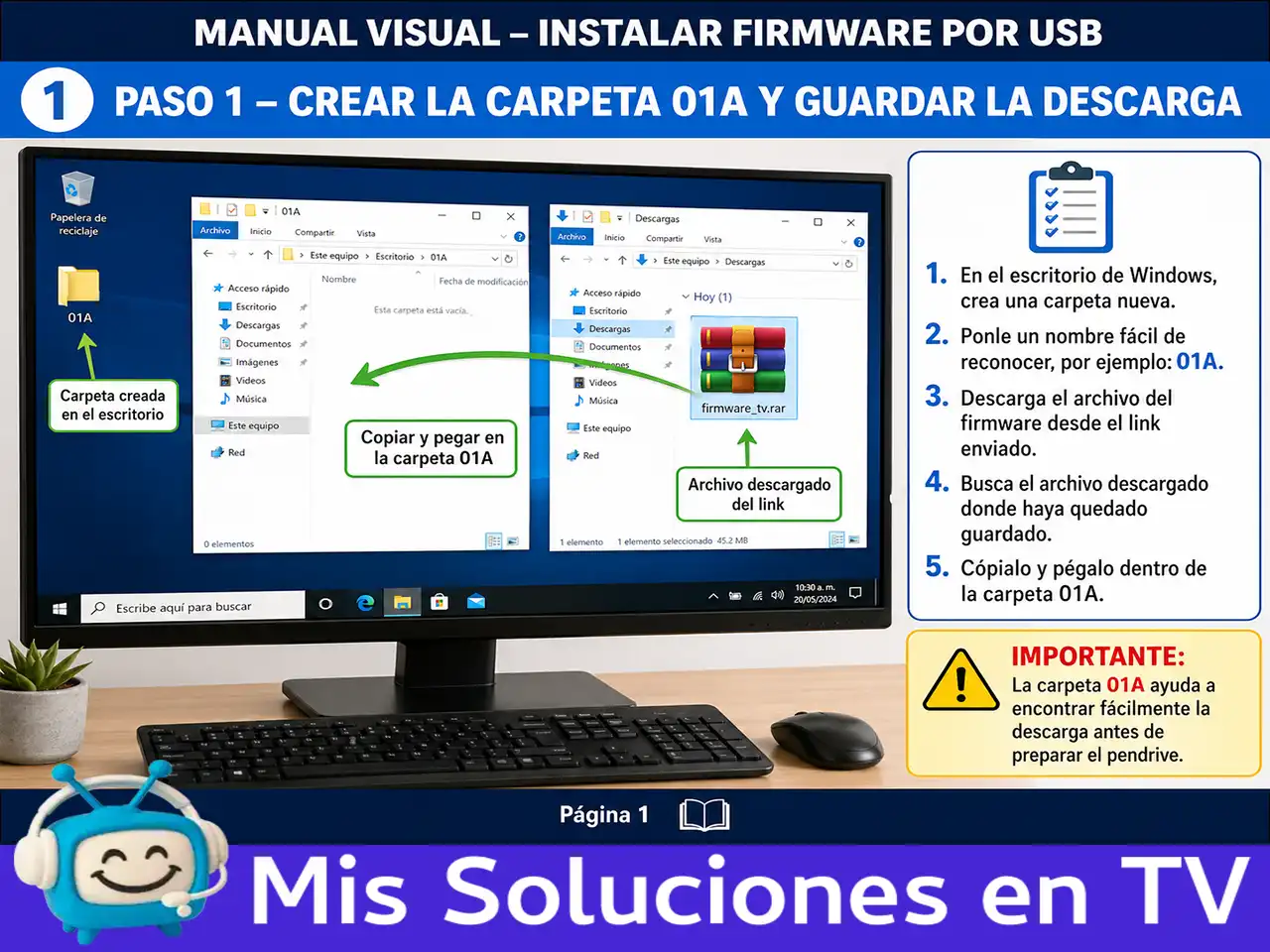 Instrucción visual paso 1 para preparar pendrive USB