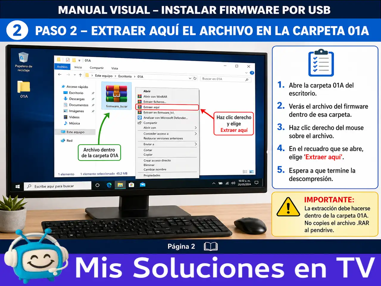 Instrucción visual paso 2 para preparar pendrive USB
