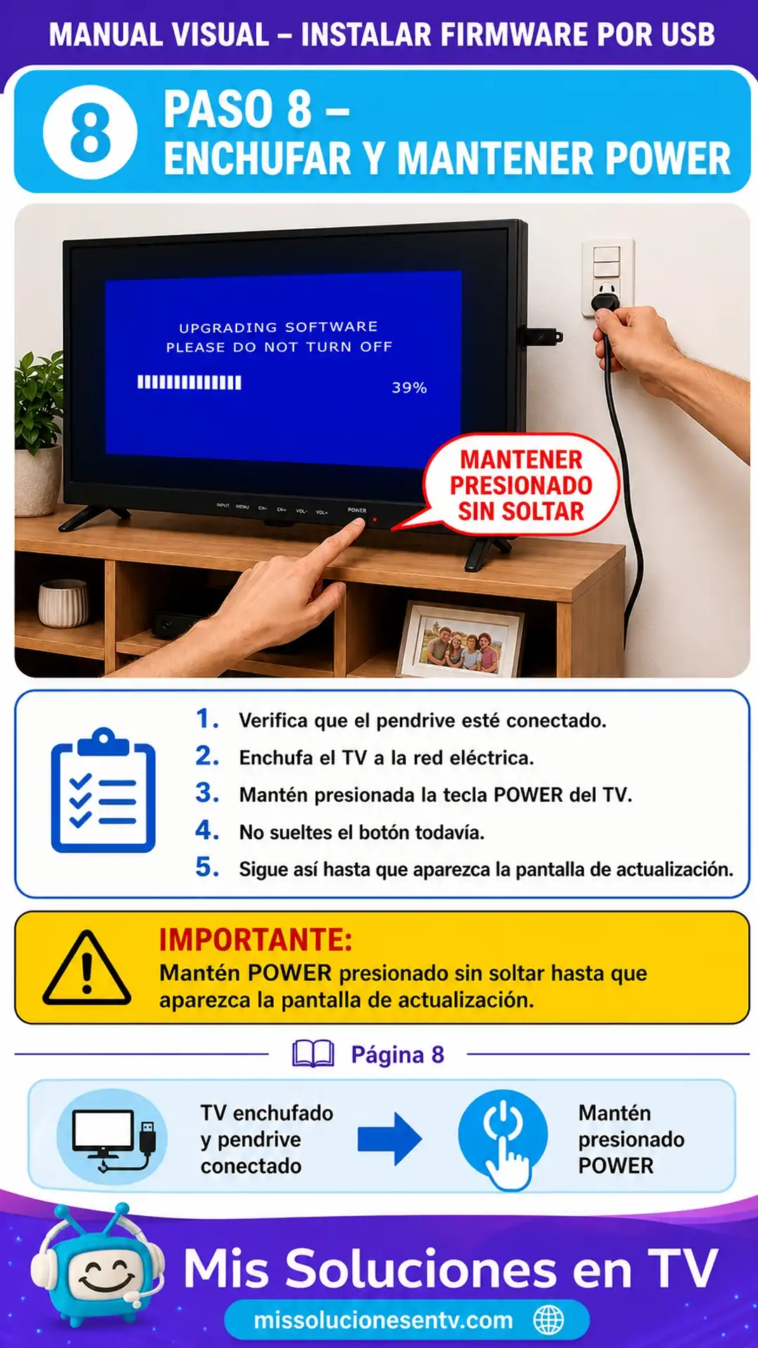 Paso 8 - Enchufar y mantener Power