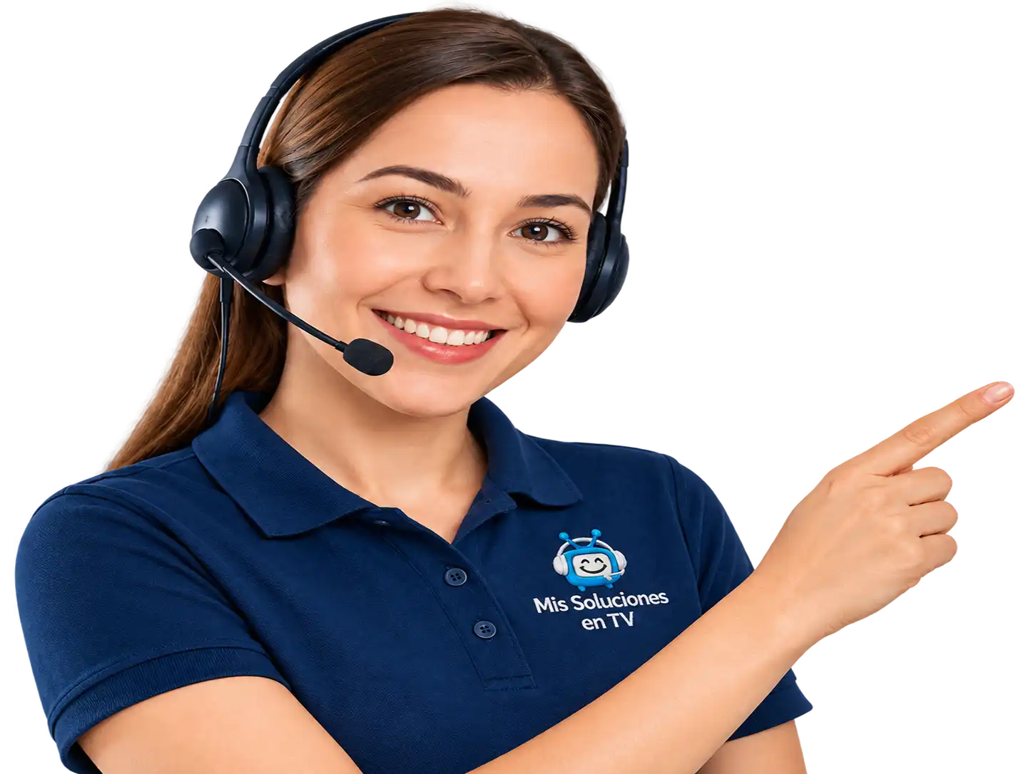 Persona de atención humana con auriculares